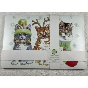 NEW Christmas Kitties Vinyl Placements 12"x18" Set of 6 Laural Home Easy Care